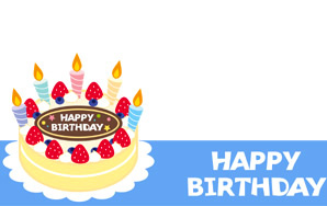 お誕生日祝い向けメッセージカード「ケーキ（青）」