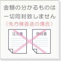 金額が分かる書類は同封致しません