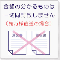 金額が分かる書類は同封致しません