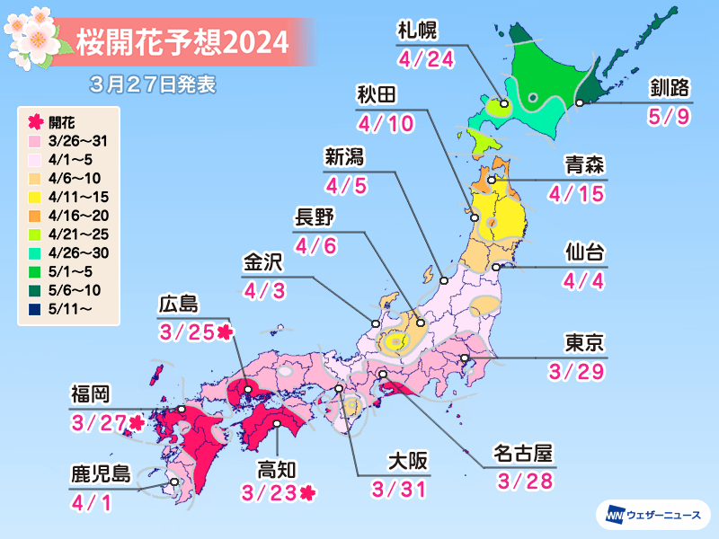 桜開花予報