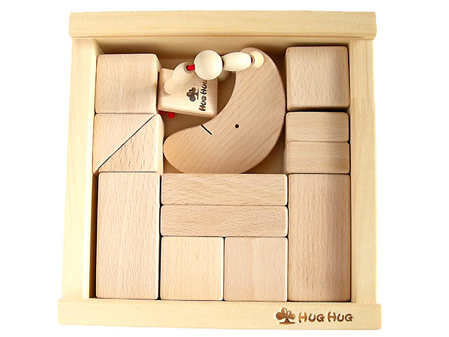 ブナ積み木と月のにぎにぎセット｜HUGHUG（日本製）｜木の