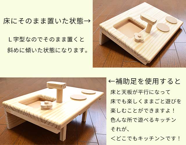 自立パーツを使うと床と平行に自立します