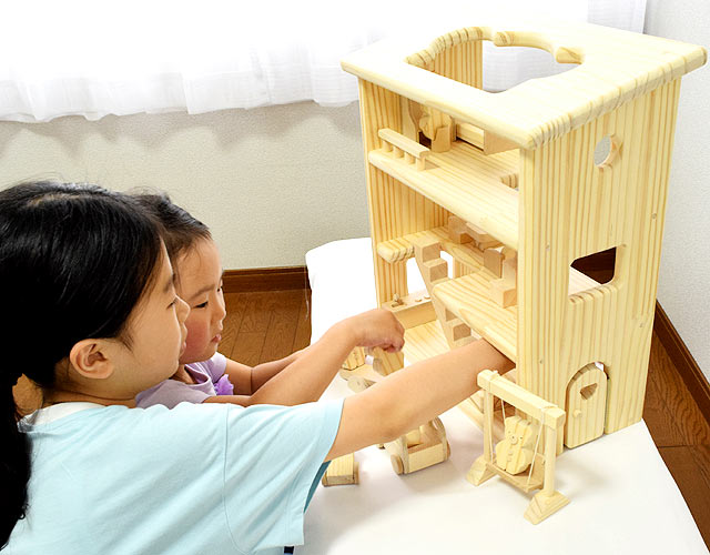 ドールハウス 木製 家具付き ままごと遊び ナチュラルデザイン