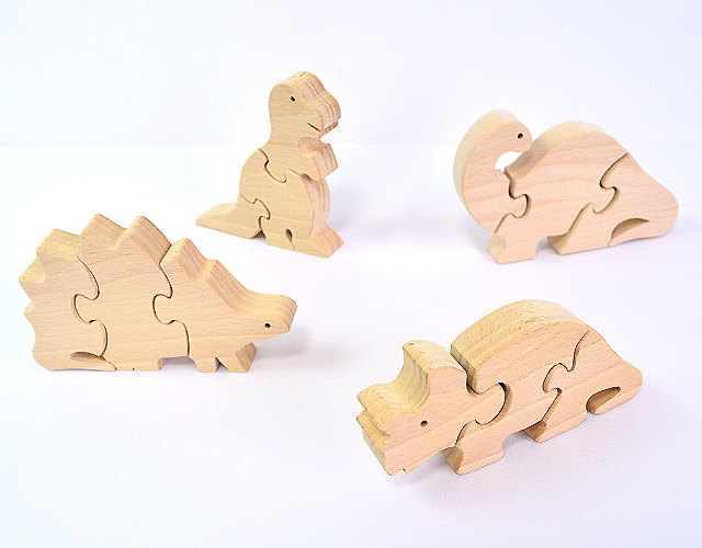 恐竜4種,組み木,木のおもちゃ