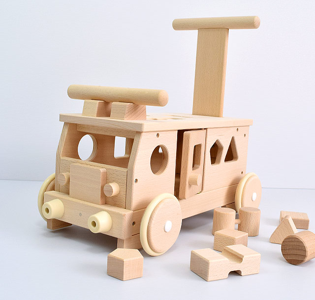 森のパズルバス MOCCO｜木製玩具 赤ちゃん乗り物 日本製｜木のおもちゃ ポプリの森