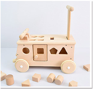 森のパズルバス MOCCO｜木製玩具 赤ちゃん乗り物 日本製｜木のおもちゃ 