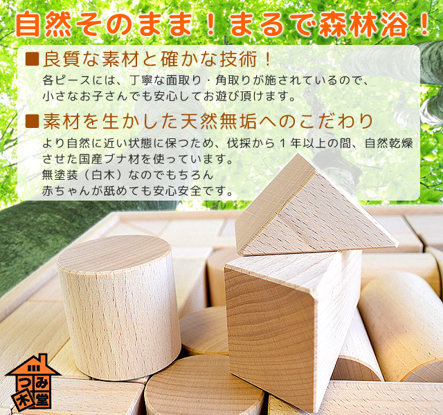 日本製の積み木 白木二段（大箱） つみ木堂｜木のおもちゃ ポプリの森